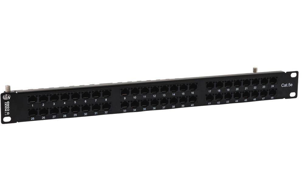 Патч-панель Maxicord 19" 1U кат.5е 48 портов RJ-45 DUAL IDC, с органайзером